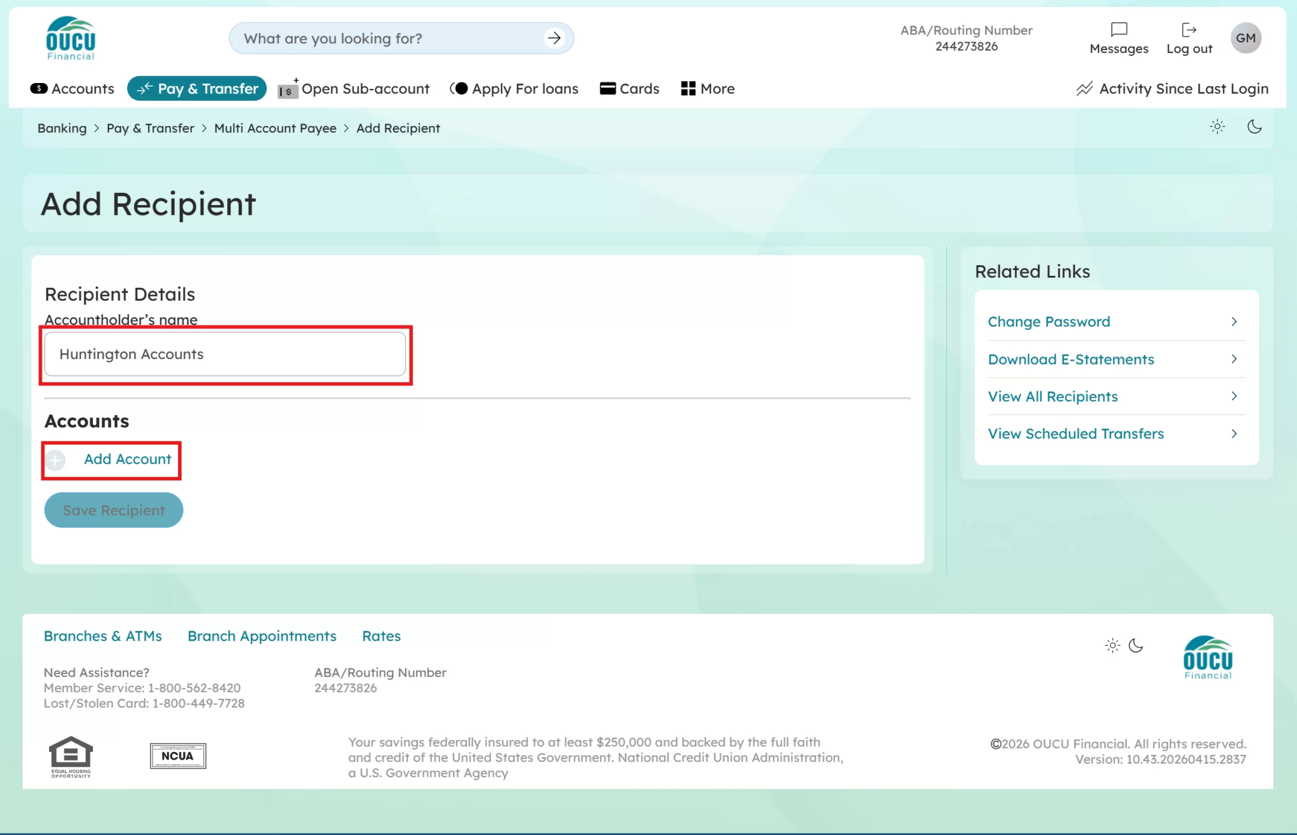 Type in a name for the accounts you are adding. In the example, the group of accounts are being named for the bank the accounts are located in. Then click the “Add Account” button